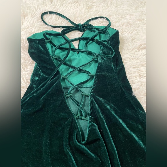 Fairy Whimsigoth Grunge Sabrina Carpenter Velvet Corset Bustier Green Bodysuit M - Picture 11 of 14